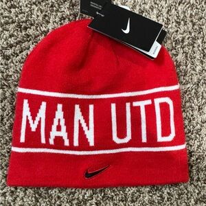 Nike Red and White Man Utd Beanie